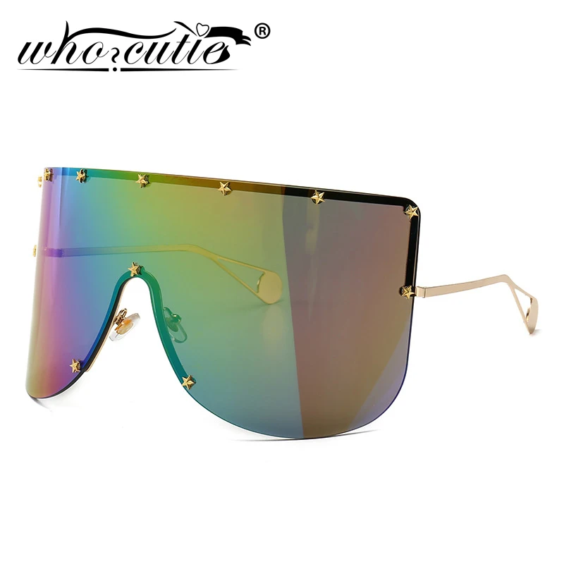 Women Oversized Goggles Sunglasses 2025 Brand Designer Female Mirror Coating Visor Mask Sun Glasses One Piece Shield Shades S008