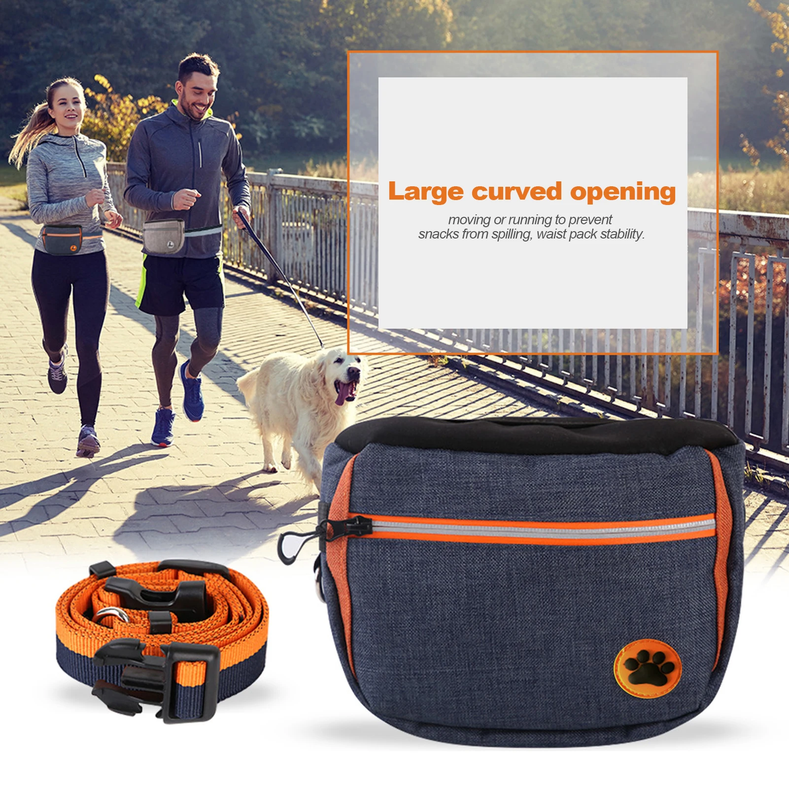 Waterproof Dog Treat Bag Outdoor Pet Training Pouch Snack Bag Waist Pocket Large Capacity Treat Bags With Pets Rope Waistband