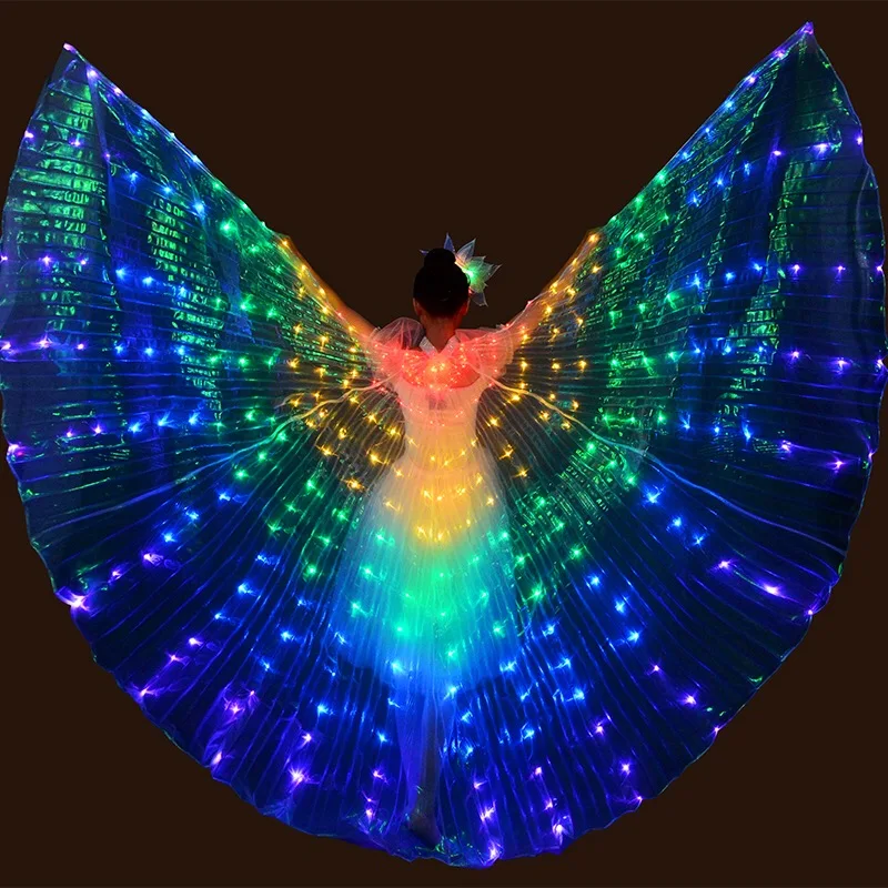 Ailes de papillon luminescentes à LED pour la danse du ventre, couleur structurels ente, spectacle de Noël, halloween