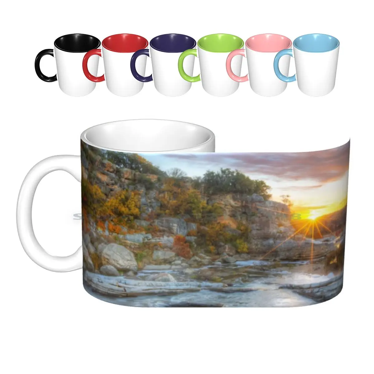 Texas Hill Country Sunrise 2 Ceramic Mugs Coffee Cups Milk Tea Mug Texas Hill Country Pedernales Falls State Park Pedernales