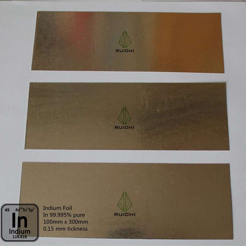 Indium Foil 0.15*100*300mm 99.995% Pure Indium Foil Metal Sheet