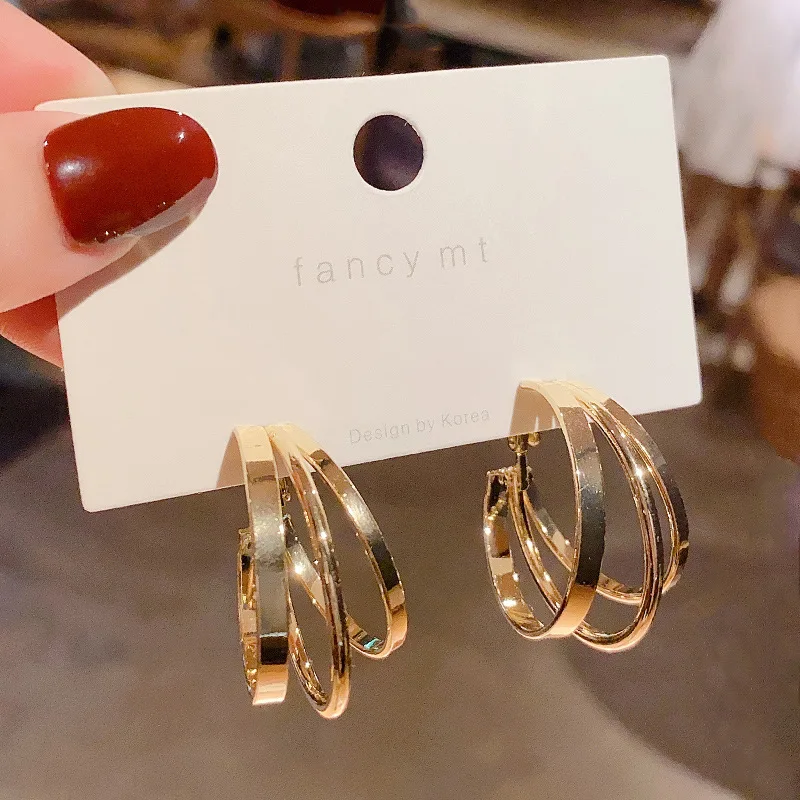 BLIJERY Gold Color Multilayer Circles Hoop Earrings for Women Punk Statement Earrings Fashion Jewelry Party Gifts Brincos