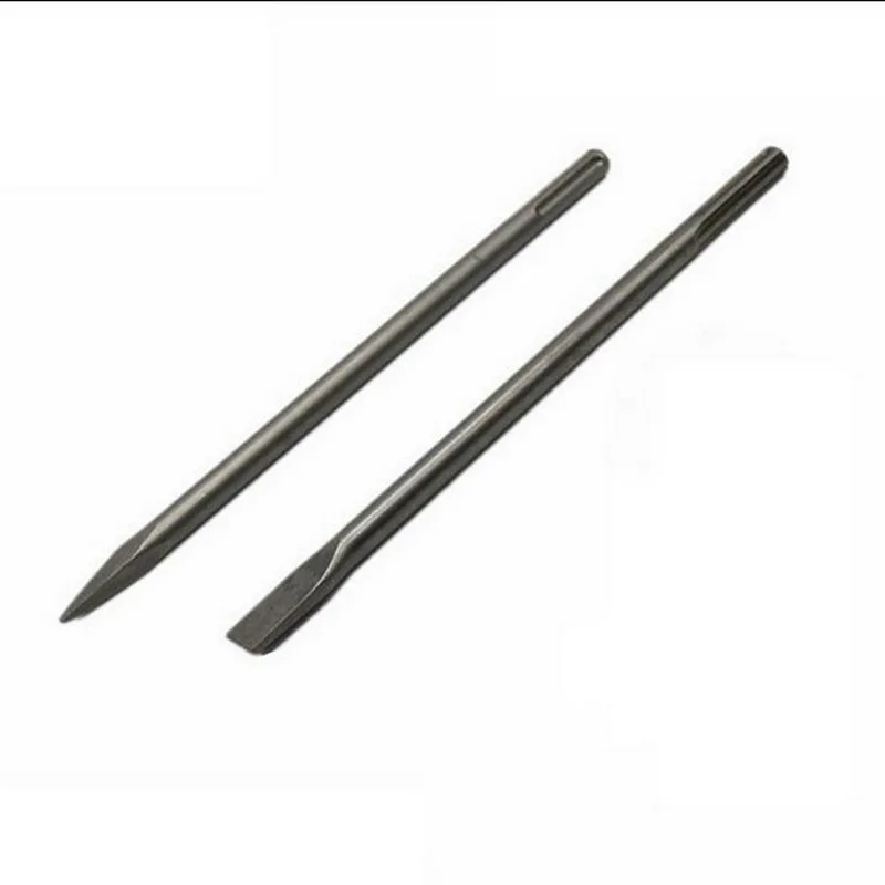 Kostenverkauf von 2 Stück SDS-MAX 18 x 280–400 mm, 1 Stück scharfer Spitze und 1 Stück Flachkopf-Elektrohammermeißel zum Schlitzen von Beton/Ziegel/Wand