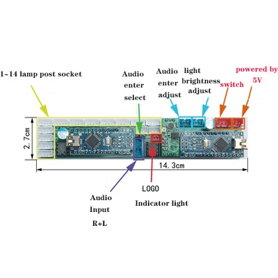 14-segment 7-segment spectrum analyzer level indicator music spectrum light control board