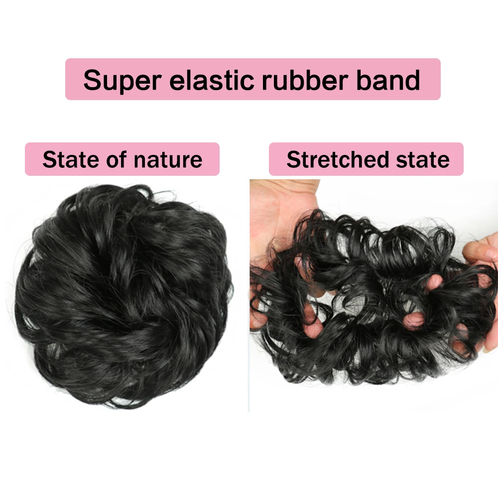 MERISIHAIR Synthetic Curly Chignon Messy Scrunchies Elastic Band Hair Bun Hairpiece High Temperture Fiber Fake Hair