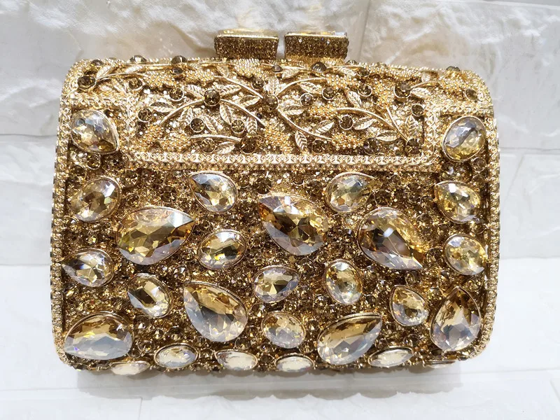 

Bougtique GG Gold Box Bag Diamond Women Clutch Bag Crystal Party Handbag Ladies Banquet Purse Fashion Pochette Prom Evening Bag