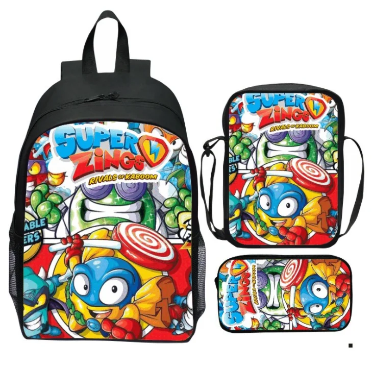 3 pz/set Super Zings zaino Mochila Bag Superzings borsa da scuola borsa da viaggio di moda borsa per Laptop con borsa a tracolla borse per penne