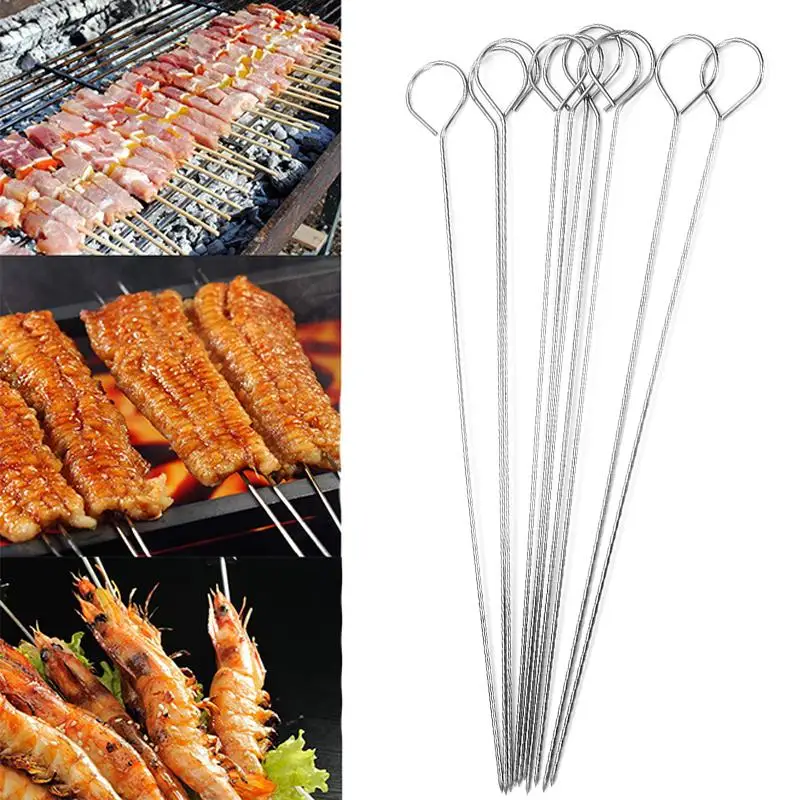 10 /20 Pcs Edelstahl Grill Spieße Grill BBQ Fleisch Brochette Kebab Spieße Rösten Nadeln Werkzeug