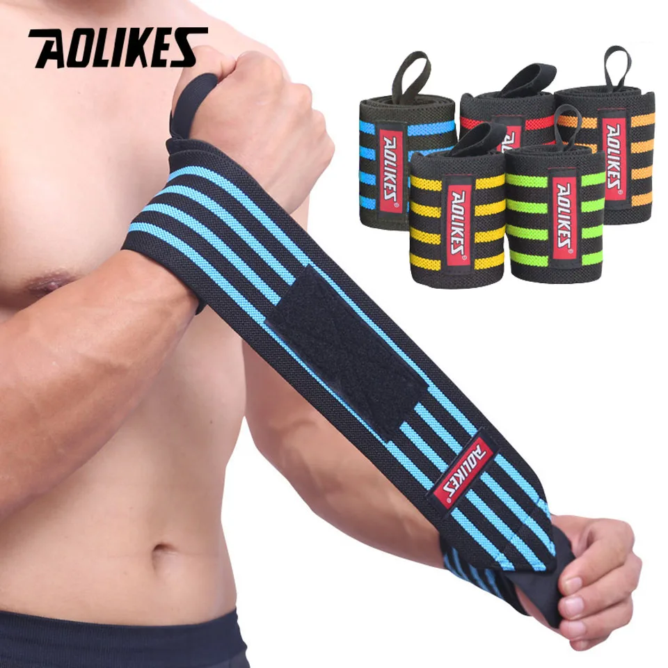 AOLIKES 1PCS Wristband Wrist Wrap Elastic Breathable Adjustable Weight Lifting Powerlifting Gloves Bandage Wrist Support Fitness