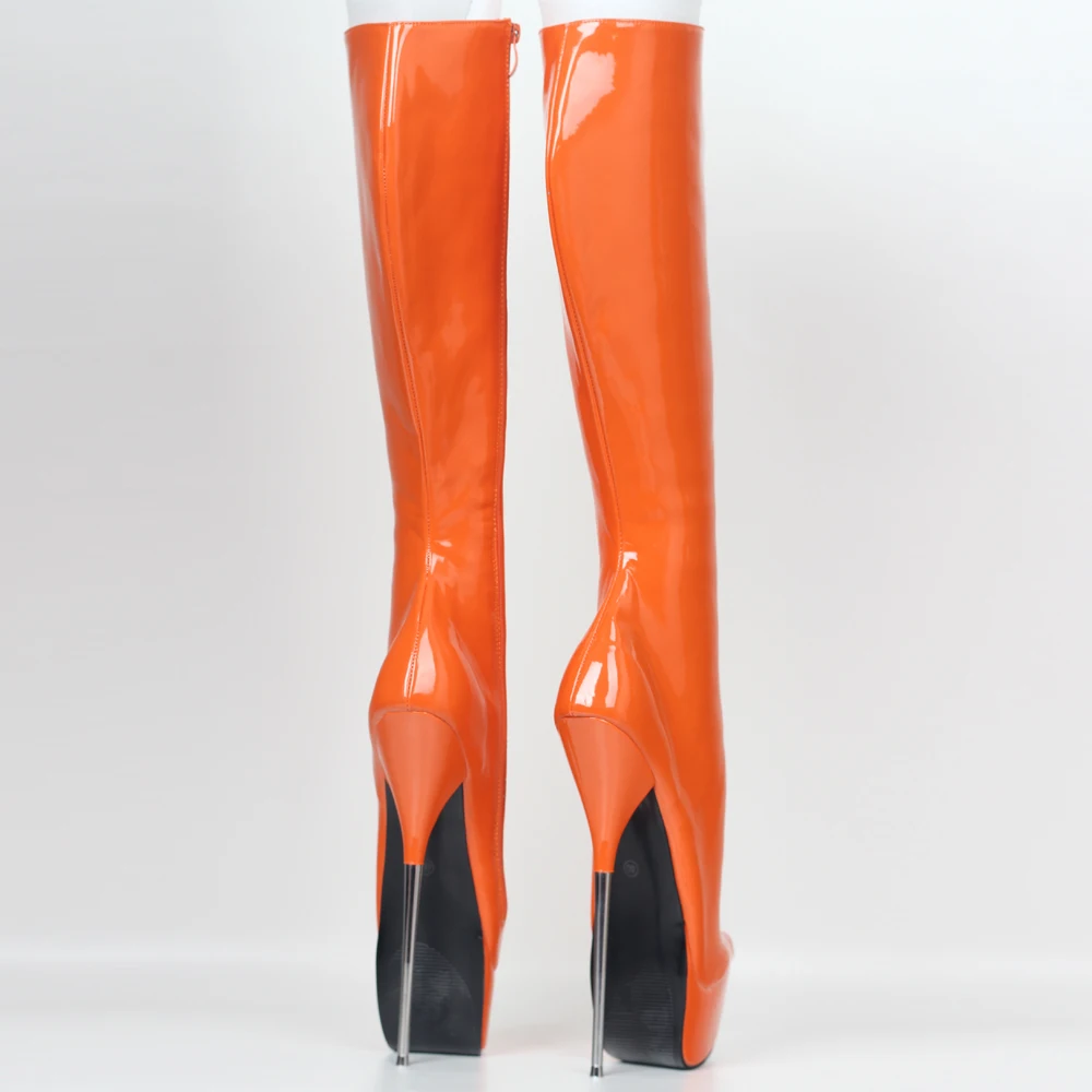 JIALUOWEI New Style 21CM Extreme High Heel Ballet Stiletto Patent Fetish Boots