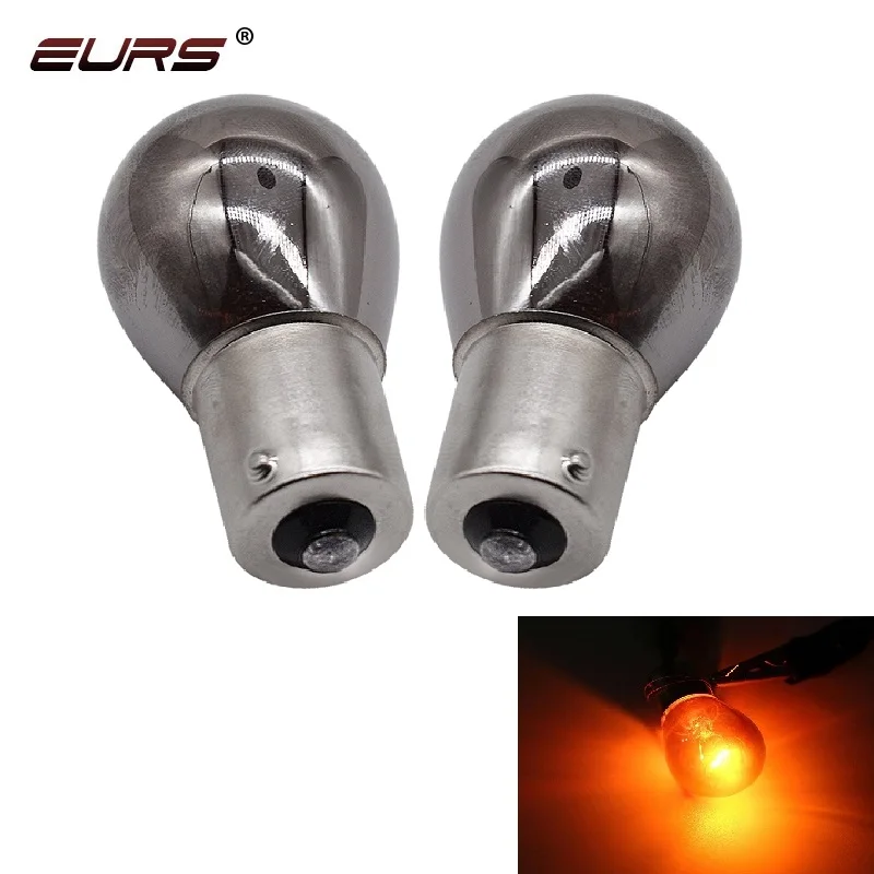 2 Buah BA15S 1156 581 Bau15s PY21W Lampu Indikator Belakang Amber Perak Krom Lampu Rem Ekor Sinyal Belok 12V Bola Lampu Parkir