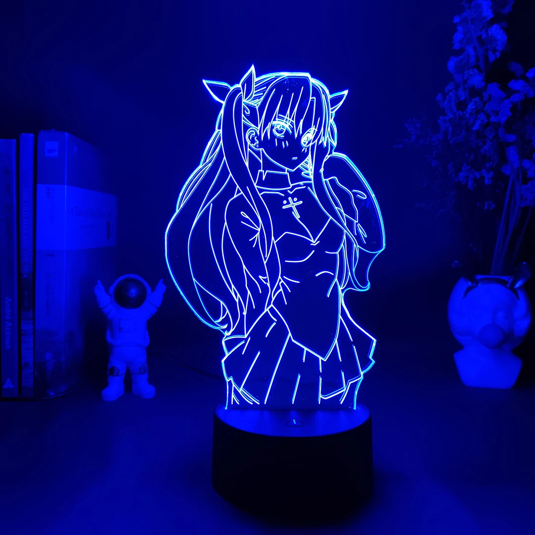 Anime Fate Stay Night Tohsaka Rin Figurine Lamp Cute Room Decor Harajuku Girls Bedroom Decoration Manga Hobby Lighting Tohsaka