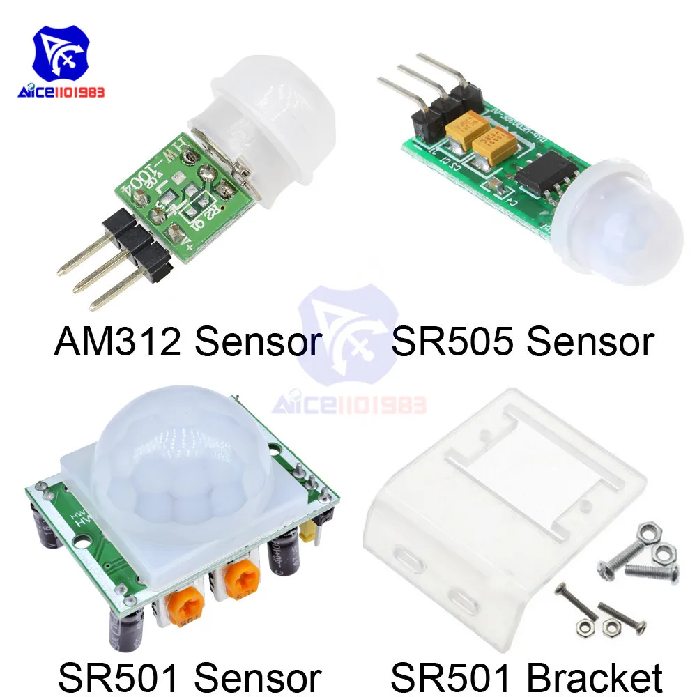 HC-SR501 HC-SR505 Einstellbares IR-Pyroelektrisches Infrarot-Bewegungserkennungsmodul AM312 Modul Bewegungssensor SR501 Halterung für Arduino – Detail 3