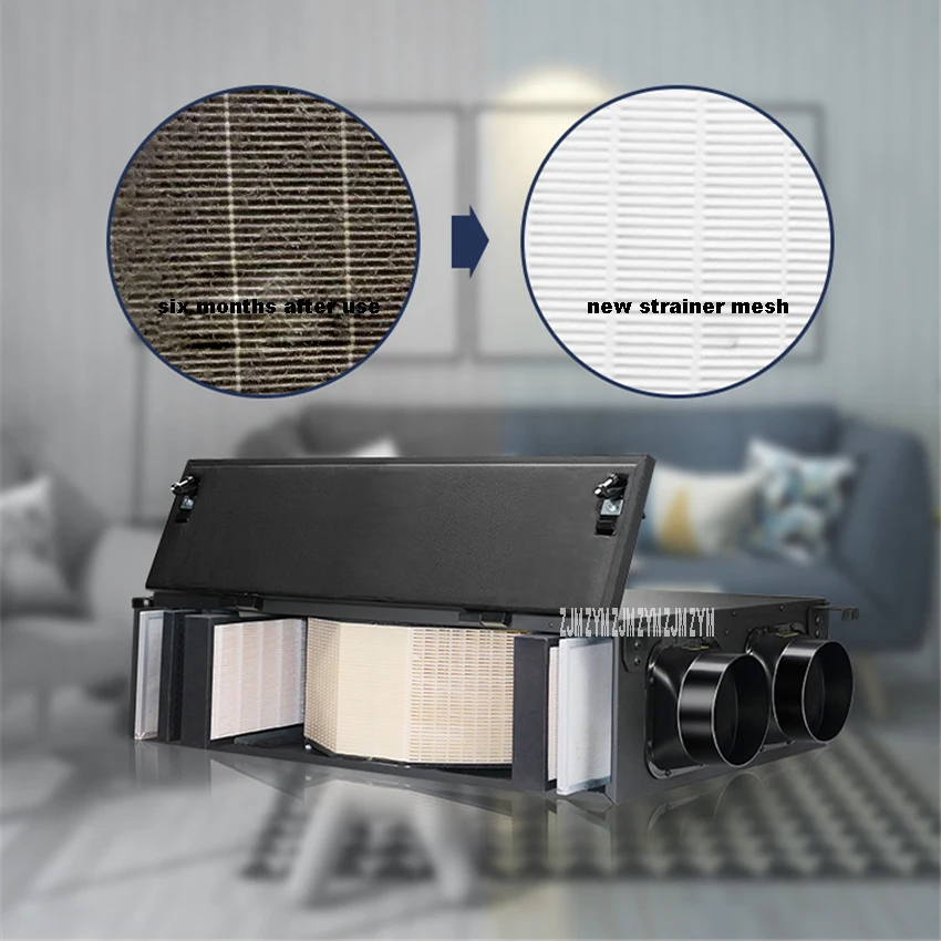 JY-PT-D02 Central Ceiling Fresh Air Ventilator Total Heat Exchanger Ventilation System Intelligent Air Cleaner Exchange Purifier