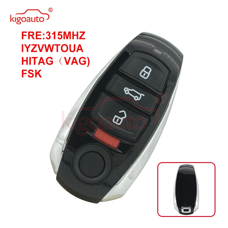 

KIGOAUTO IYZVWTOUA 315 МГц FSK hitag(vag) PCF7945AC для Volkswagen Touareg 2011-2017 смарт-ключ 4 кнопки