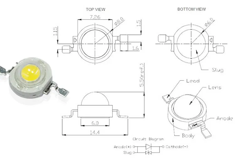 free shipping High Power LED Chip led diodes beads 1W 3W 45MIL Warm White Cold white led lamp 1000pcs/lot