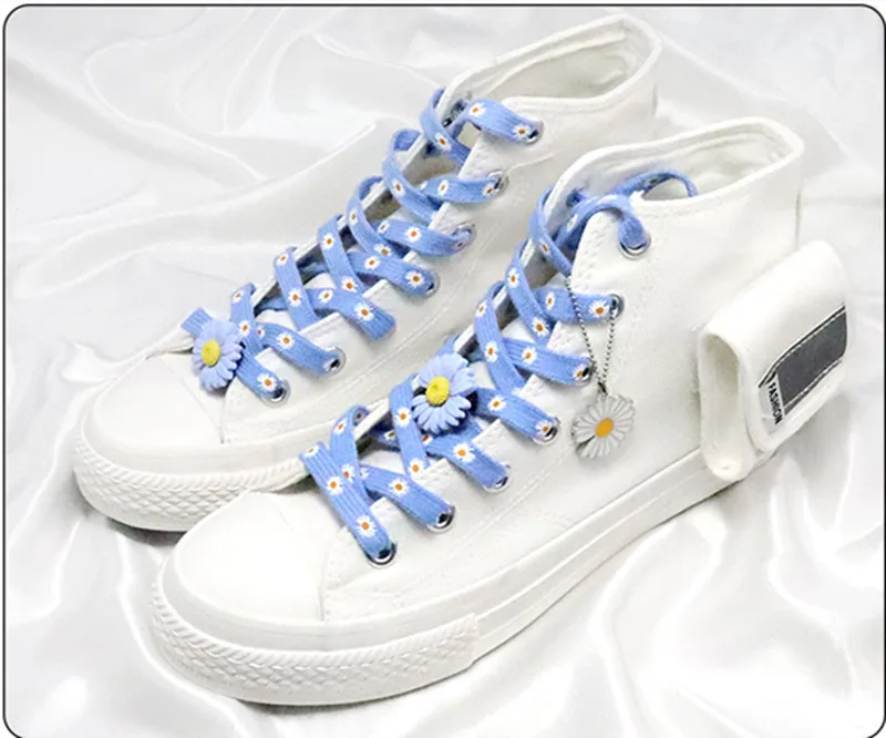 Fashion Creative Little Daisy Shoelaces Men Women Shoelace Buckle Personality Printing Casual Basketball Shoes Laces Dropship