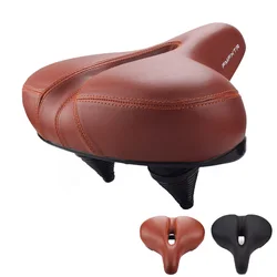 Men Women Bicycle Seat Big Butt Leather Cycling Saddle Mountain Bike Accessories Shock Absorber Spring Thicken Wide Soft Cushion