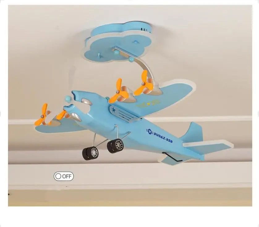 Nordic Children's Bedroom Cartoon Airplane Ceiling Lamp L70cm W65cm Blue Color Boy Drawing Room Living Room Cartoon Ceiling Lamp