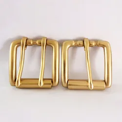 4cm Solid Brass Roller Belt Buckle Single/Double Pin Tongue Prong DIY Leather Craft Bag Strap Jeans Webbing Dog Collar