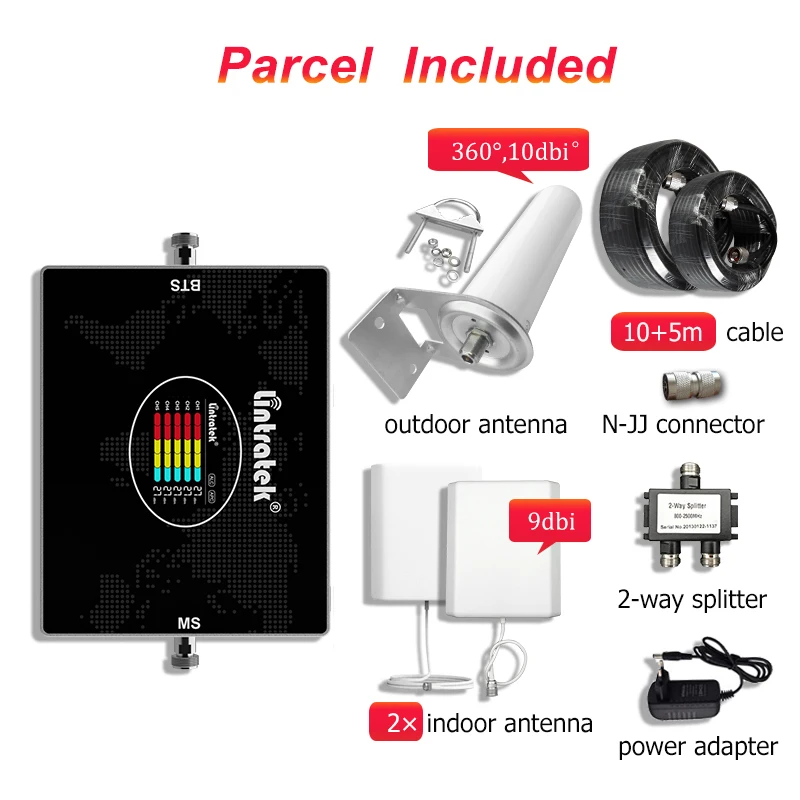 Imagem -05 - Lintartek-amplificador Celular Móvel Faixa Lte B20 800 900 1800 2100 2600 b7 Gsm 2g 3g 4g Impulsionador do Sinal Repetidor Way Kit