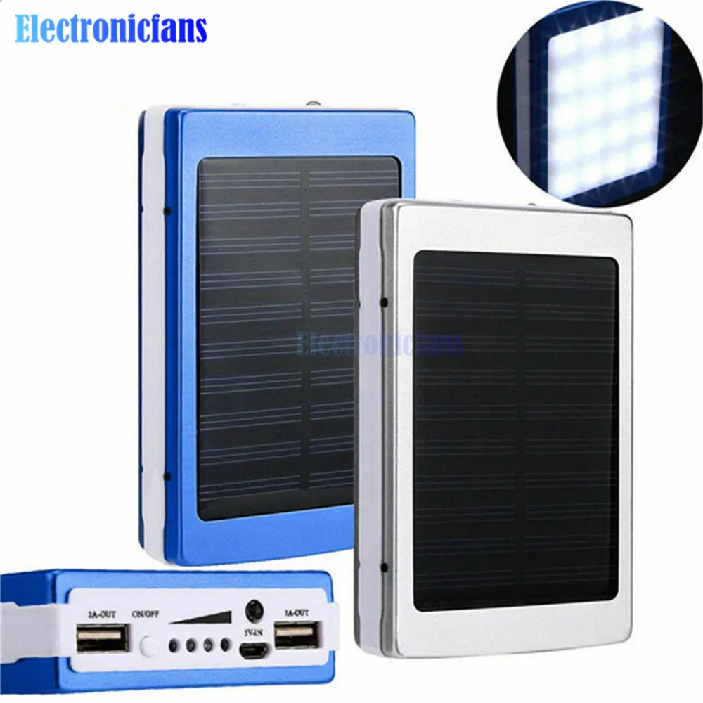 18650 Mobile Power Portable Solar Power Bank Charger DIY Box Materials LED Dual USB Charge Powerbank Cover Case for Phone