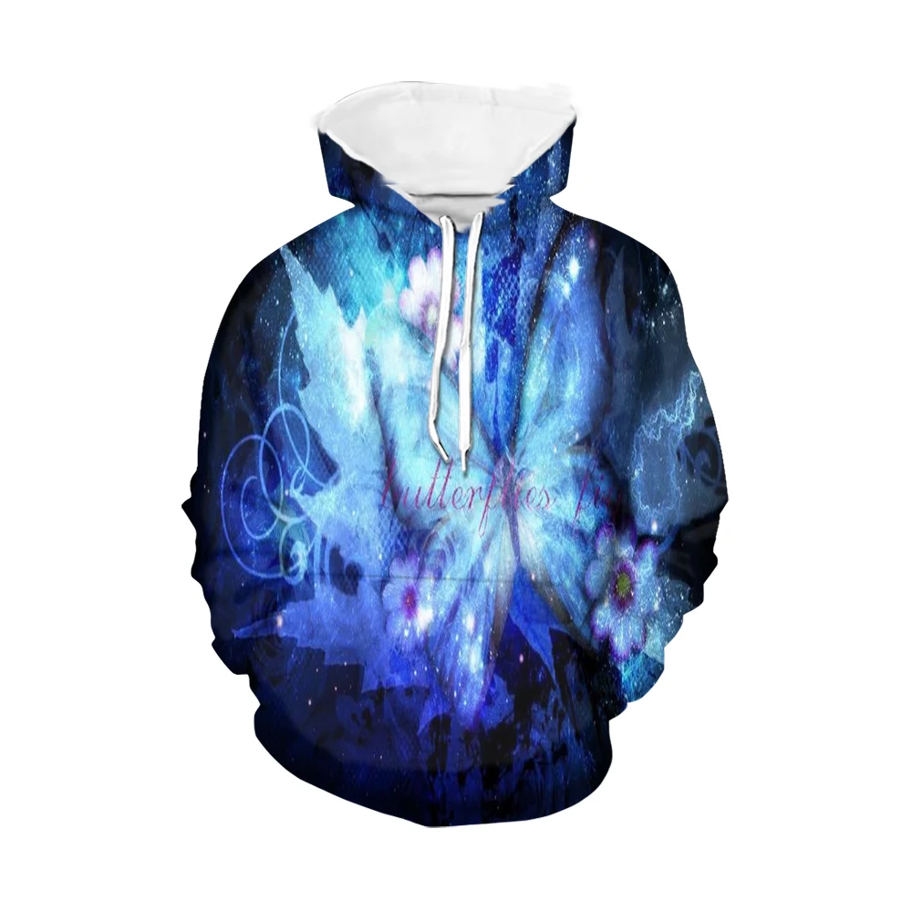 

Noisydesigns Big Size 6XL Hooded Hoodies Fashion Butterfiy Sweatshirt Men's Pullover Tops Autumn Winter