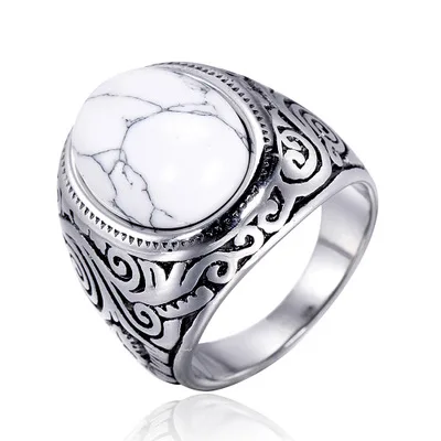 Onlysda Retro Ancient Middle East Arabic Style stone titanium steel ring Jewelry For Men Party Gifts Drop Shipping OSR298
