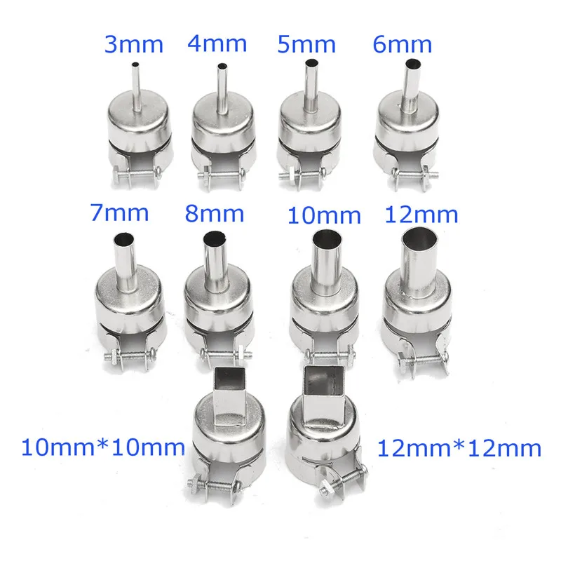 XNEMON 10pcs/Set Heat Gun Nozzles Tool Kits For 850 Hot Air Soldering Station Rework BGA Repair Tools