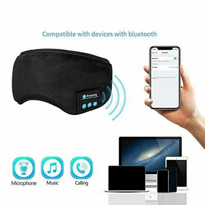 

Bluetooth 5.0 Sleep Eye Mask Portable Travel Music Headphone Wireless Rechargeable Enjoying Sleeping Eye Shades w/ Charge Cable