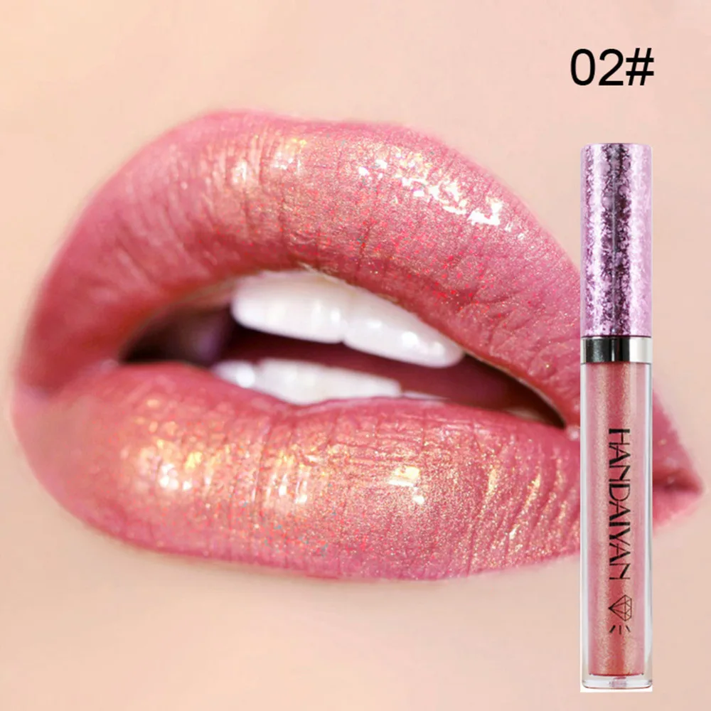 HANDAIYAN 6 Colors Glitter Lipstick Liquid Shimmer maquiagem Makeup Waterproof Metallic Tint Lipgloss Lips Stick Gloss Cosmetics