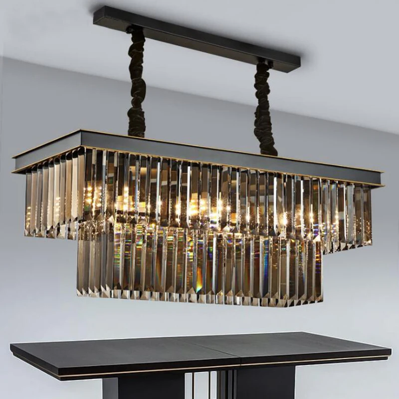 Modern Light Pendant Crystal Rectangle Pendant Lamp Crystal Lamp Popular Drop Crystal Lamps Room Lving Design Hotel Cafe