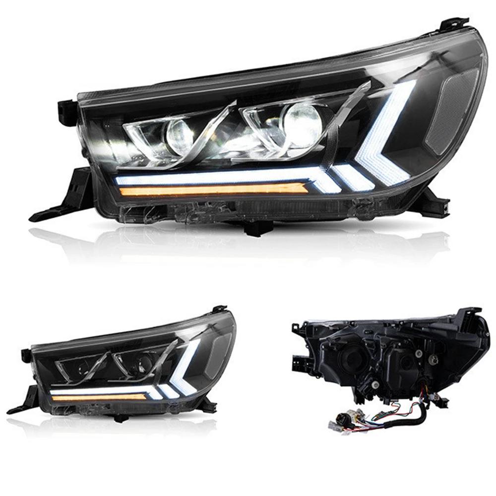 

2pcs Car Led Headlight For Toyota Hilux 2015 2016 2017 2018 2019 DRL Turn Signal Lights Refit Revo Vigo Headlamp 12V