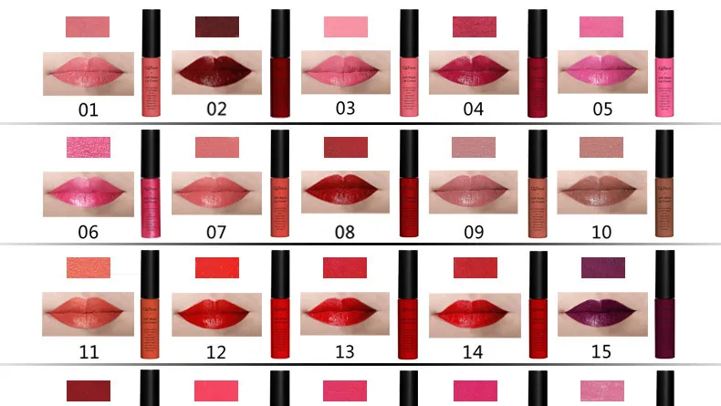 Heißer Verkauf Qibest Q1617 Matte Ohne Tasse Nebel Oberfläche Lip Gloss Flüssigkeit Lippenstift Make-Up Waren Kosmetische Geschenk für Frauen