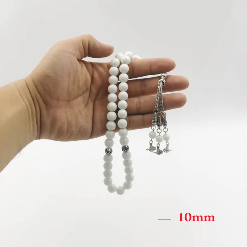 New Tasbih perline di preghiera rosario musulmano in ceramica bianca 33 perline braccialetto pendente islamico Misbaha accessori moda gioielli arabi