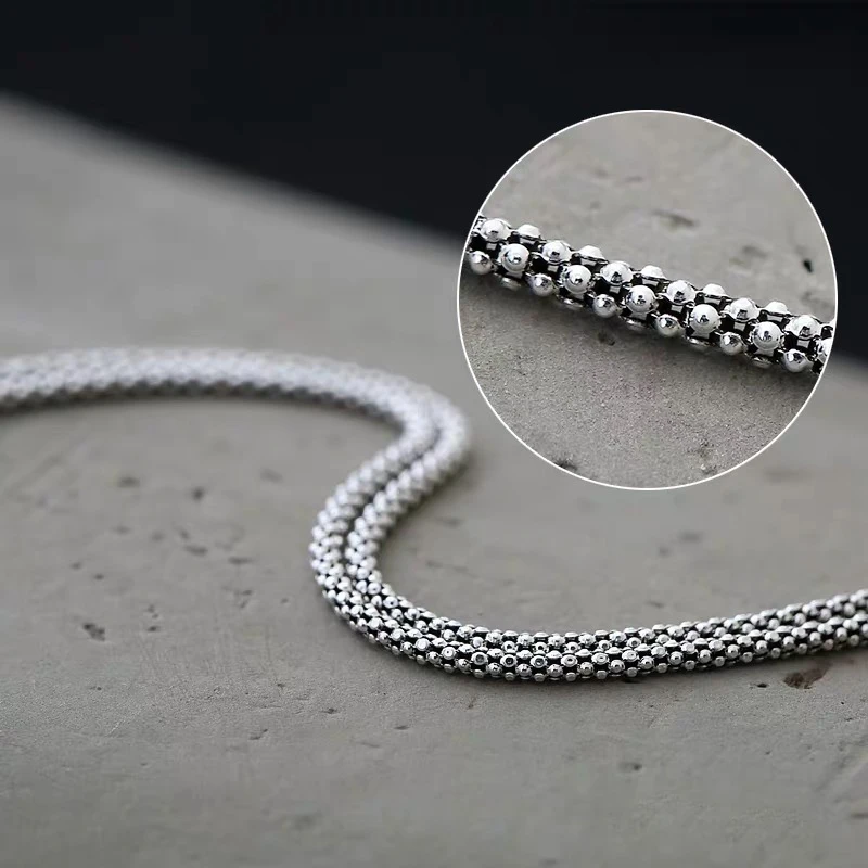 

MIQIAO 925 Thai Silver Sterling Necklace Men Without Pendant Retro Snake Bone Thickness 1.5 MM Length 40 45 50 CM Bare Chain