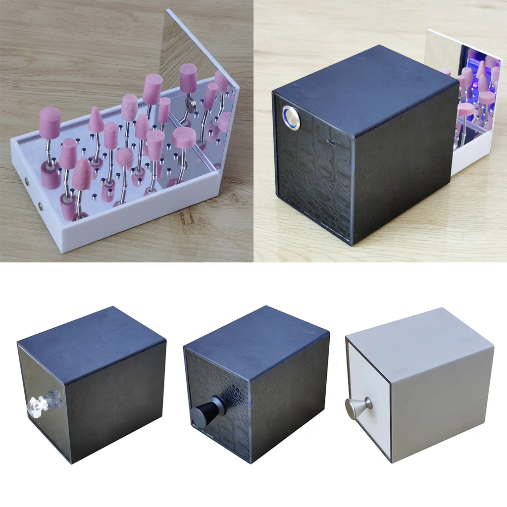 Sterilizer Box Disinfection Nail Art Drill Bits Black Nail Art Tools Sterilizer Box Manicure Drill Bits Nail Cleaner Tool