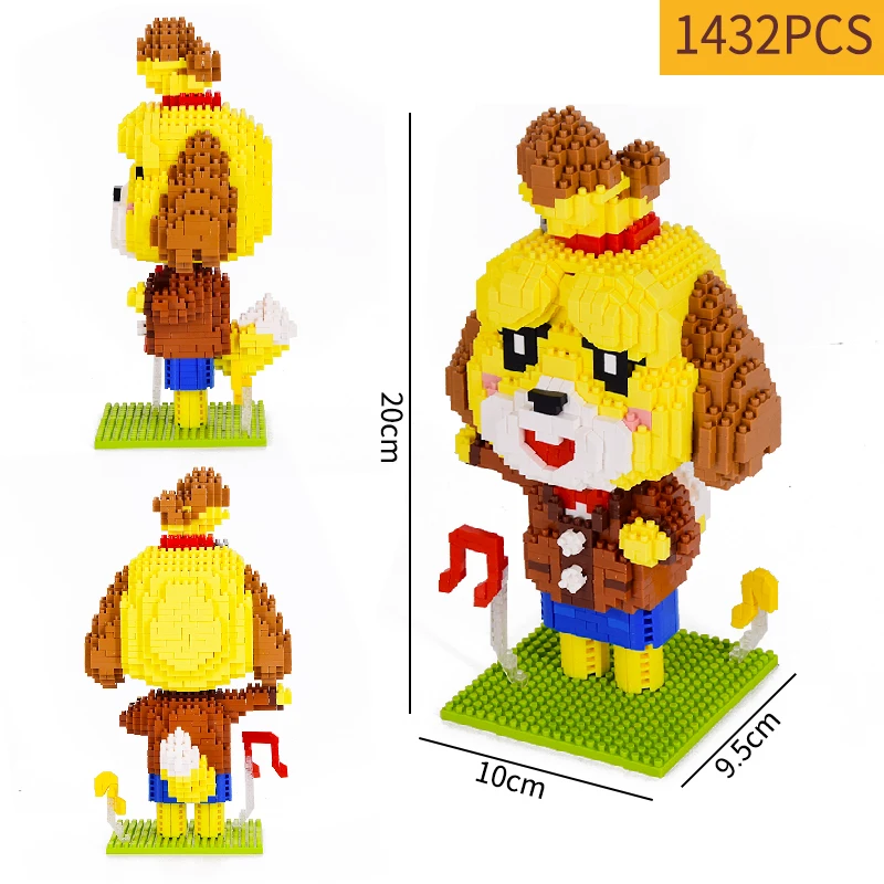 1224pcs+ Animal Raccoon Tom Nook Isabelle Crossing Game Building Blocks 3D Model DIY Mini Diamond Bricks Toy for Children Gift