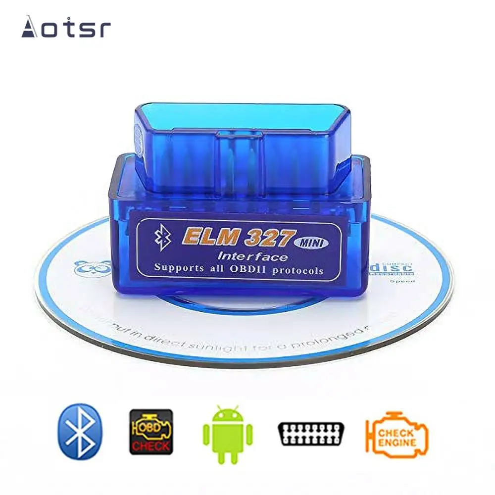 Aotsr V2.1 Version OBD2 Scanner Elm 327 Mini Interface Bluetooth Auto Diagnostic Tool V 2.1 OBD 2 For Android Car Radio Coche