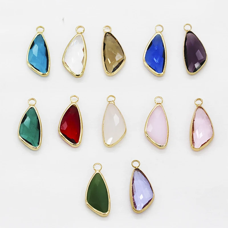 12p leaf Shape 2sizes Charms Quartz Crystal Opal Blue Purple Birthstone Pendant for Necklace Bracelets DIY Jewelry Connectors