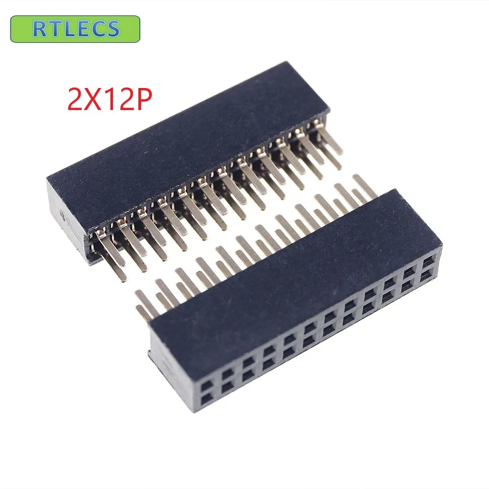 100pcs 2x12 P 24 pin 1.27mm Pitch Pin Header Female dual row straight through hole DIP Rohs Lead free