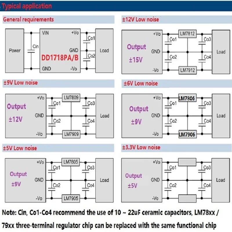 DD1718PA DC DC modulo convertitore Boost Step-up +- 5V 6V 9V 12V 15V 24V alimentatore a doppia uscita positivo e negativo