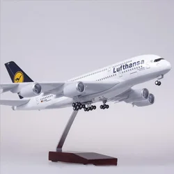 1/160 Scale 50.5CM Airline A380 Lufthansa Airplane Model W Light and Wheel Diecast Plastic Resin Plane For Collection