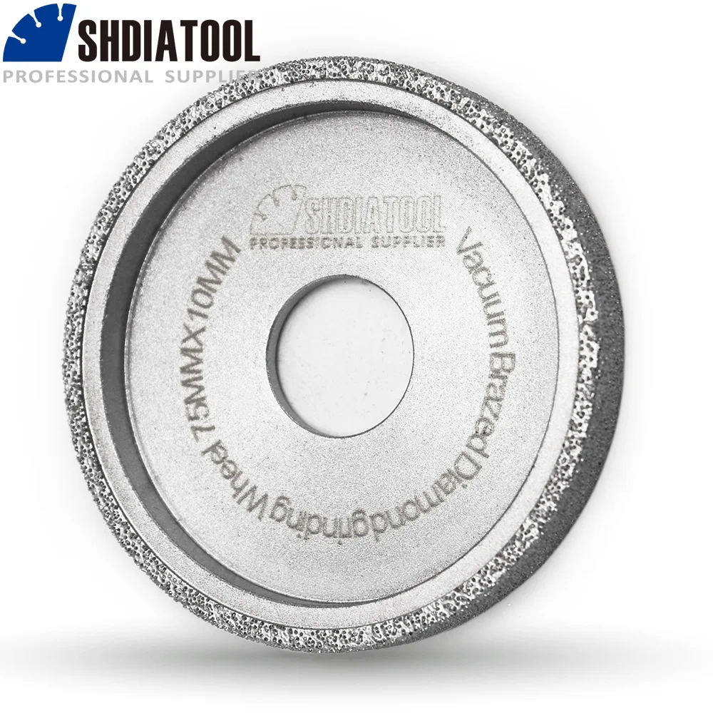 SHDIATOOL Diamond Flat Grinding Wheel Profile Wheel 75mmX15mm Vacuum Brazed For Stone Artificial Stone Ceremics Glass Concrete