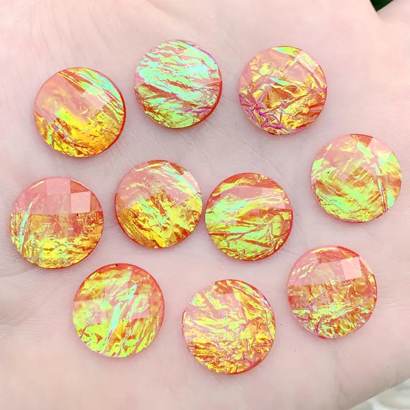 15pcs 16mm Faux Opal Resin Cabochons for Bling Beaded -A43