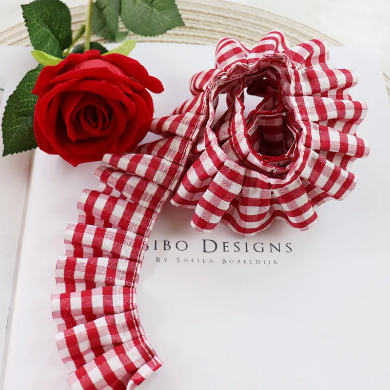 Silver Thread Plaid Cloth Folds Lace Fabric DIY Fashion Children\'s Wear Skirt Hat Home Textile Sewing Decorative Bow Production