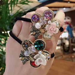 Palace Bee Luxury Gem Hair Accessories Ropes Colorful Artificial Metal Bee Insect Flower Elastic Hair Bands Rubber Bands Gums