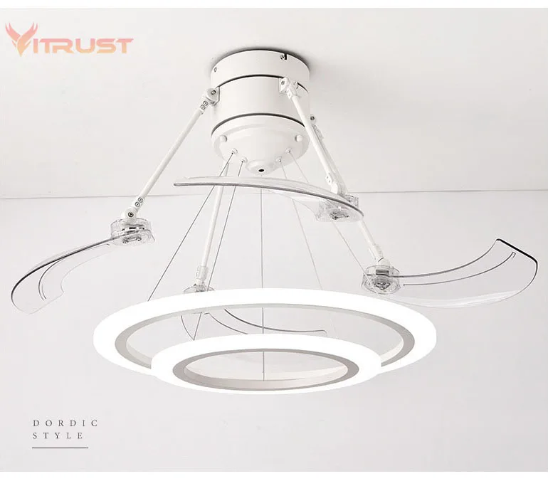 Creative simple ceiling fan Invisible fan light living room dining room bedroom home chandelier with fan image 3