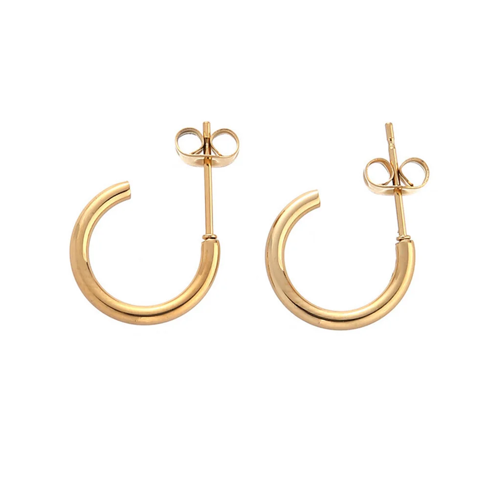 Modische Halbkreisförmige Ohrringe aus Edelstahl, Einfacher C-förmiger Schmuck mit Eleganter Ausstrahlung, Vielseitig Kombinierbar für Damen – Detail 2