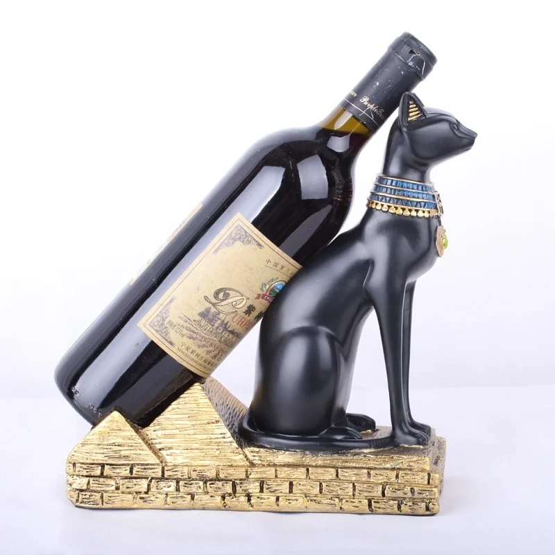 Resin crafts European style Egyptian cat God wine rack fashion creative wine rack home decoration